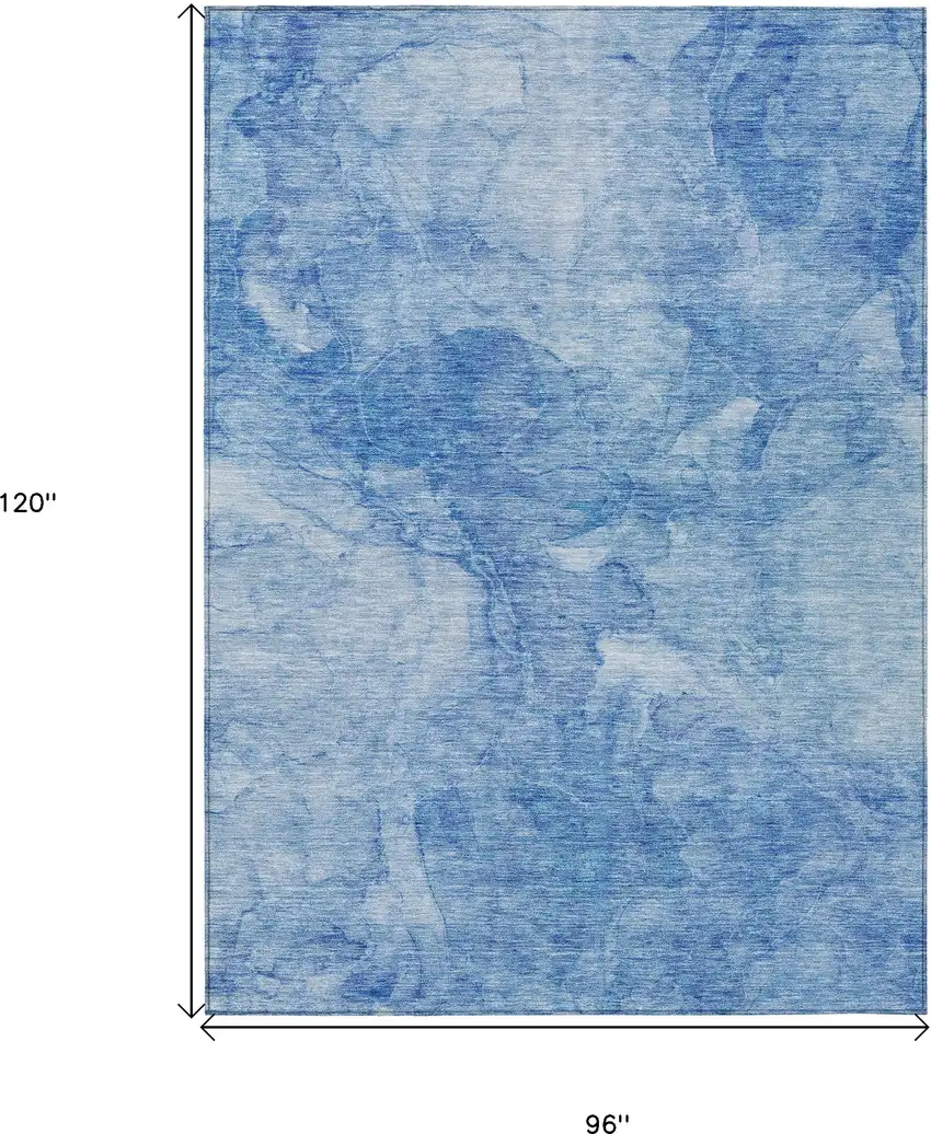 Denim Blue And Sky Blue Nautical Washable Indoor Outdoor Area Rug Photo 3