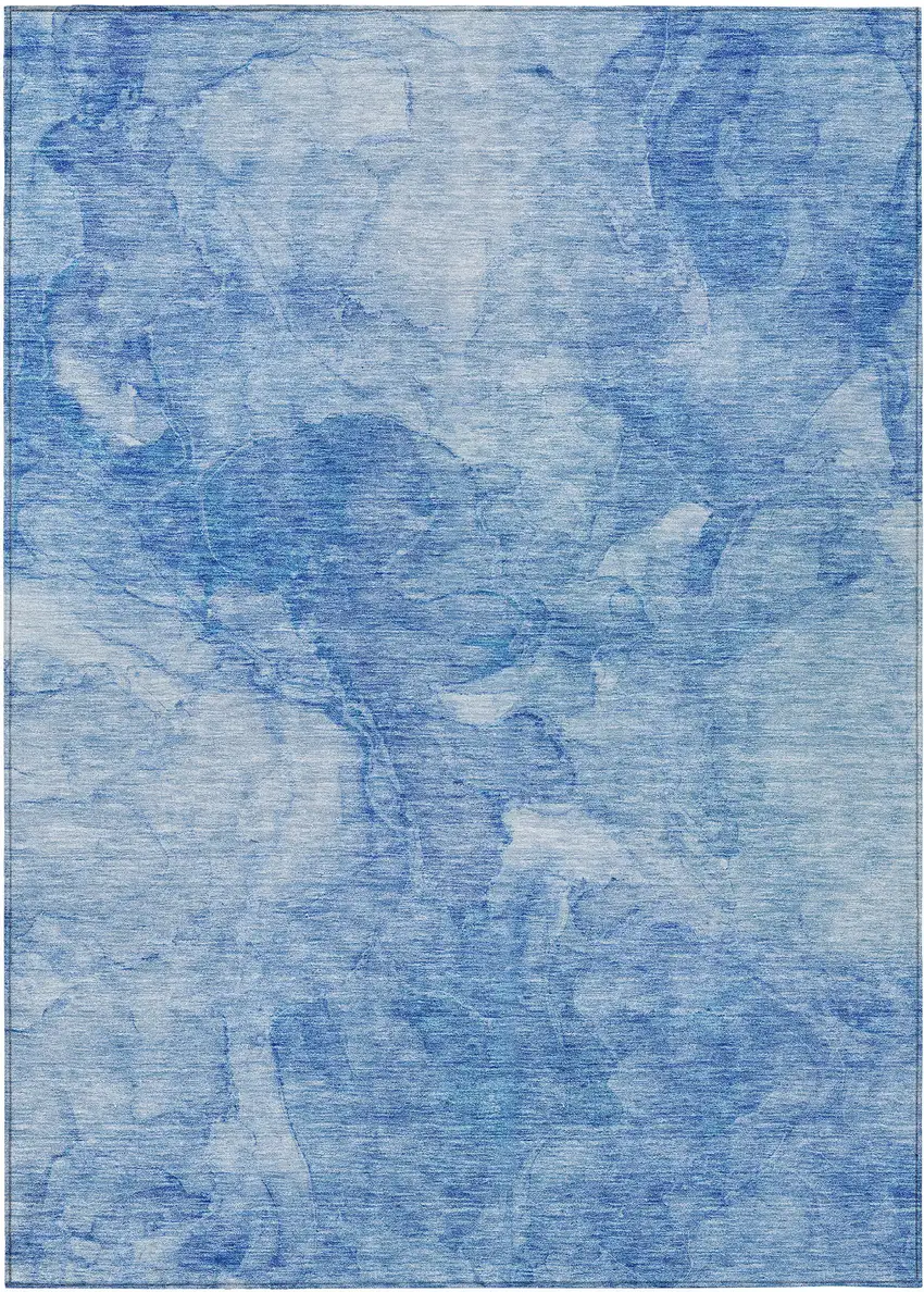 Denim Blue And Sky Blue Nautical Washable Indoor Outdoor Area Rug Photo 2