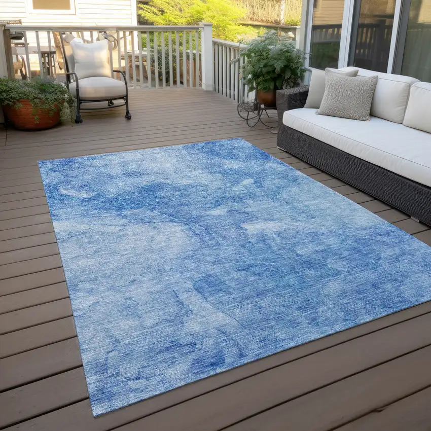 Denim Blue And Sky Blue Nautical Washable Indoor Outdoor Area Rug Photo 7