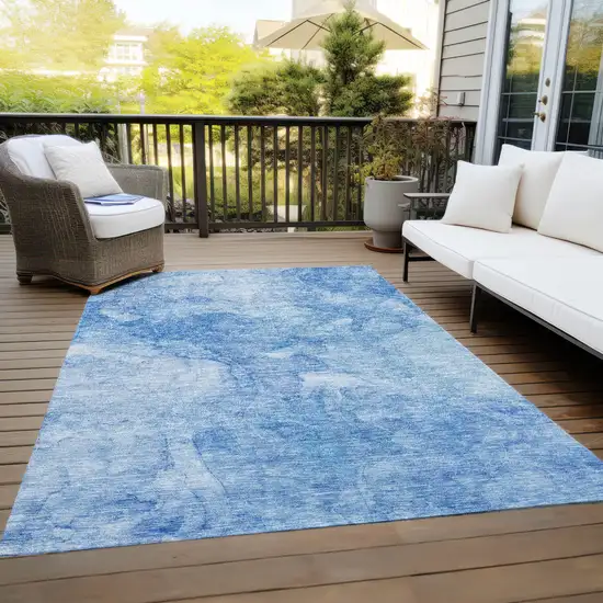 Denim Blue And Sky Blue Nautical Washable Indoor Outdoor Area Rug Photo 9