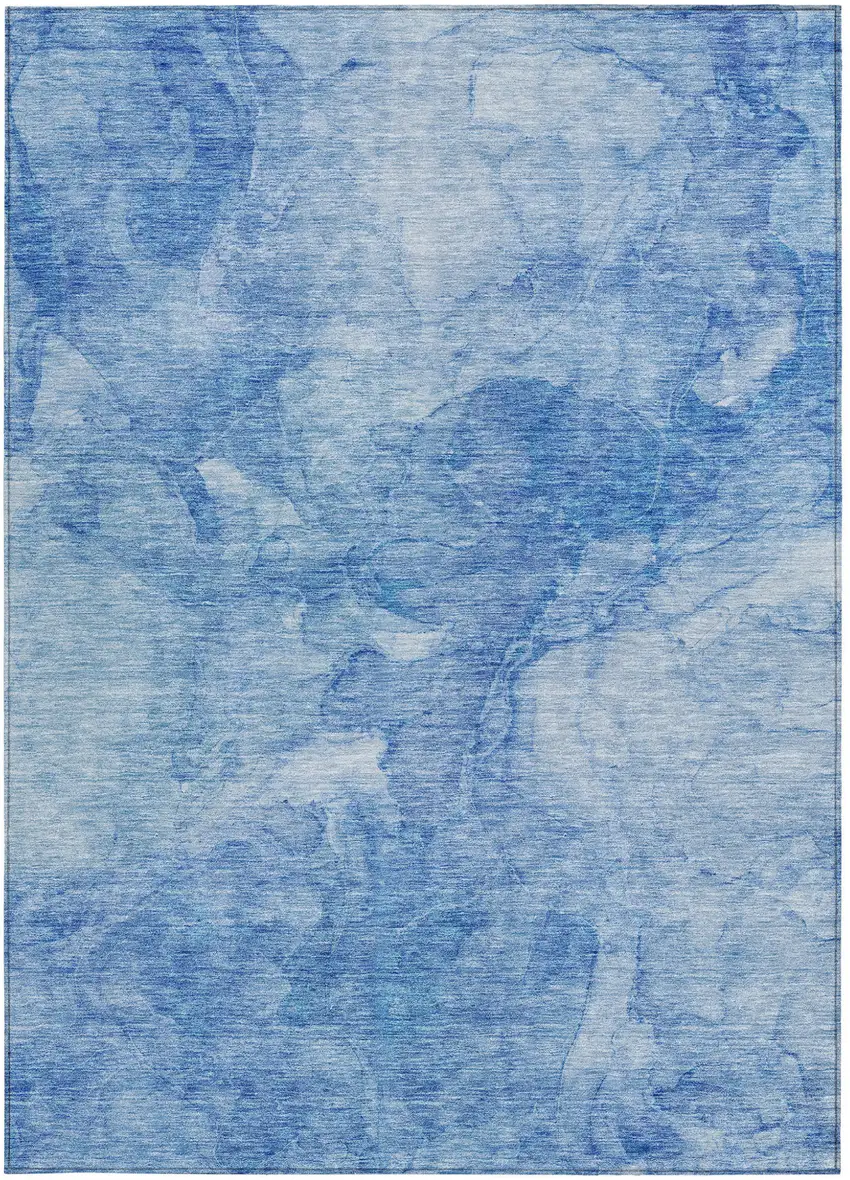 Denim Blue And Sky Blue Nautical Washable Indoor Outdoor Area Rug Photo 6