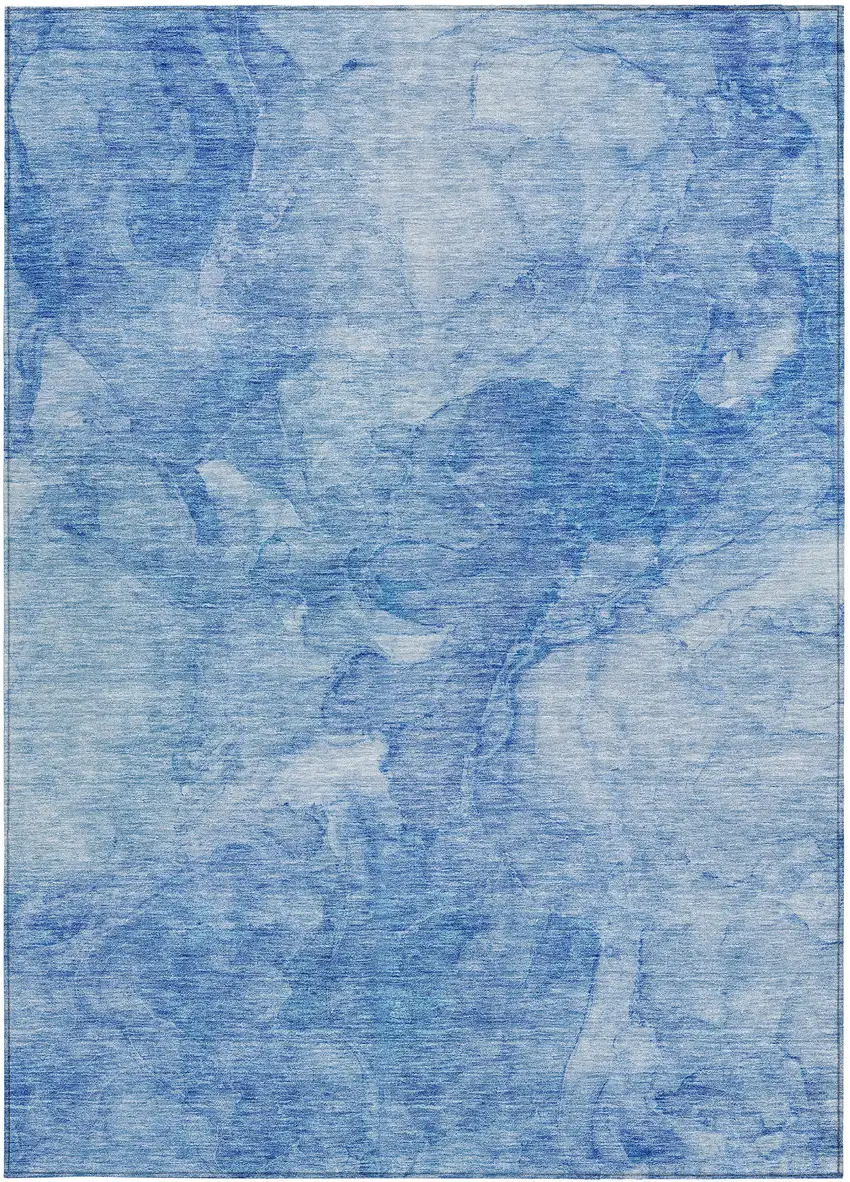 Denim Blue And Sky Blue Nautical Washable Indoor Outdoor Area Rug Photo 6
