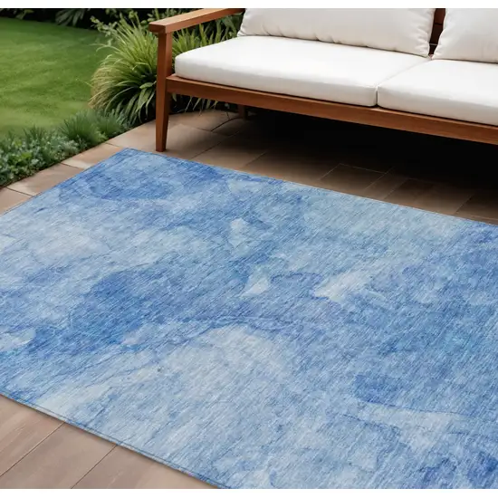 Denim Blue And Sky Blue Nautical Washable Indoor Outdoor Area Rug Photo 1