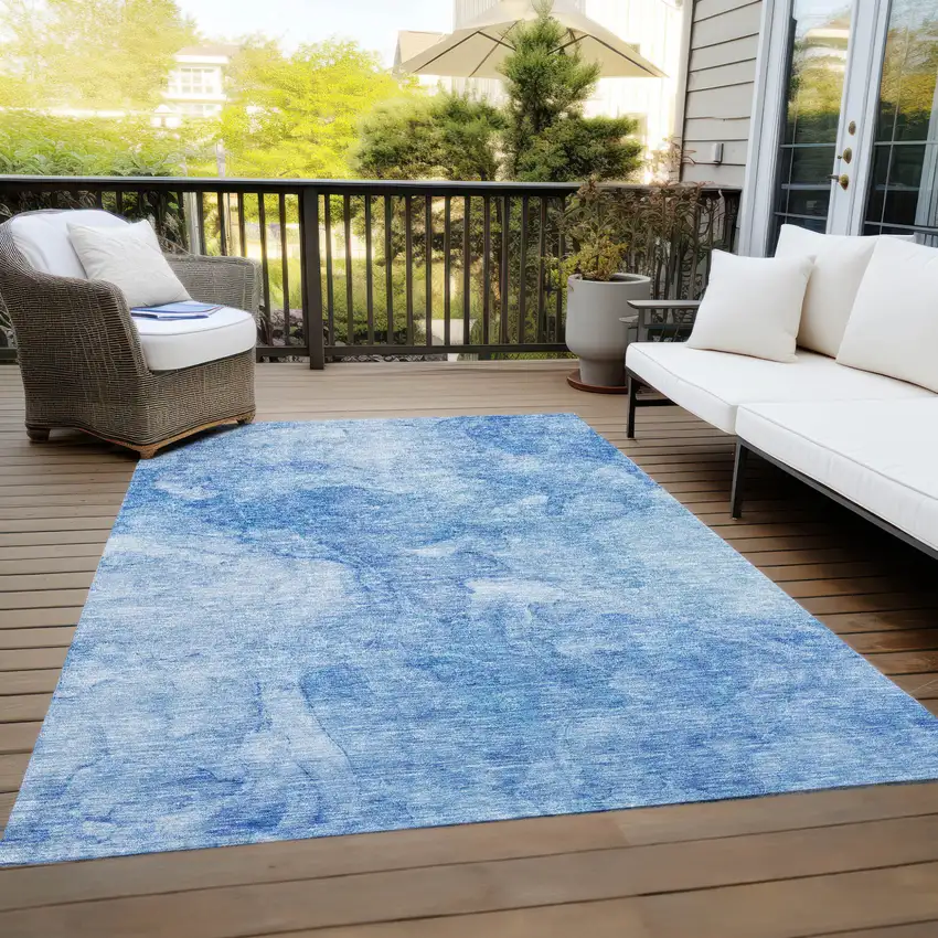 Denim Blue And Sky Blue Nautical Washable Indoor Outdoor Area Rug Photo 9