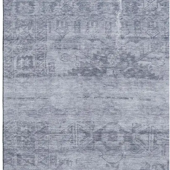 Denim Blue And Sky Blue Oriental Washable Area Rug With UV Protection Photo 2