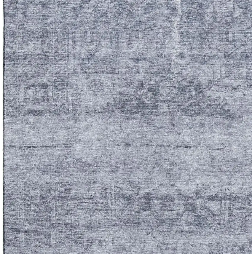 Denim Blue And Sky Blue Oriental Washable Area Rug With UV Protection Photo 2