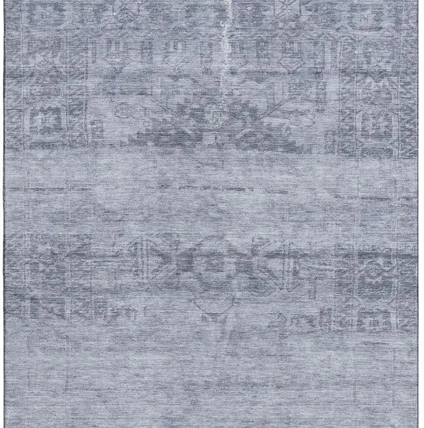 Denim Blue And Sky Blue Oriental Washable Area Rug With UV Protection Photo 3
