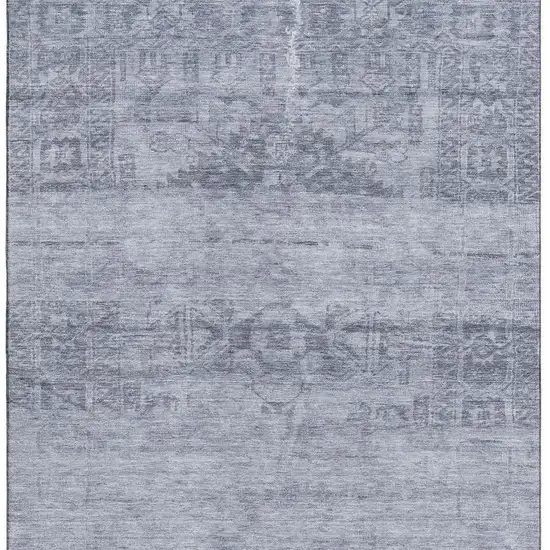Denim Blue And Sky Blue Oriental Washable Area Rug With UV Protection Photo 2