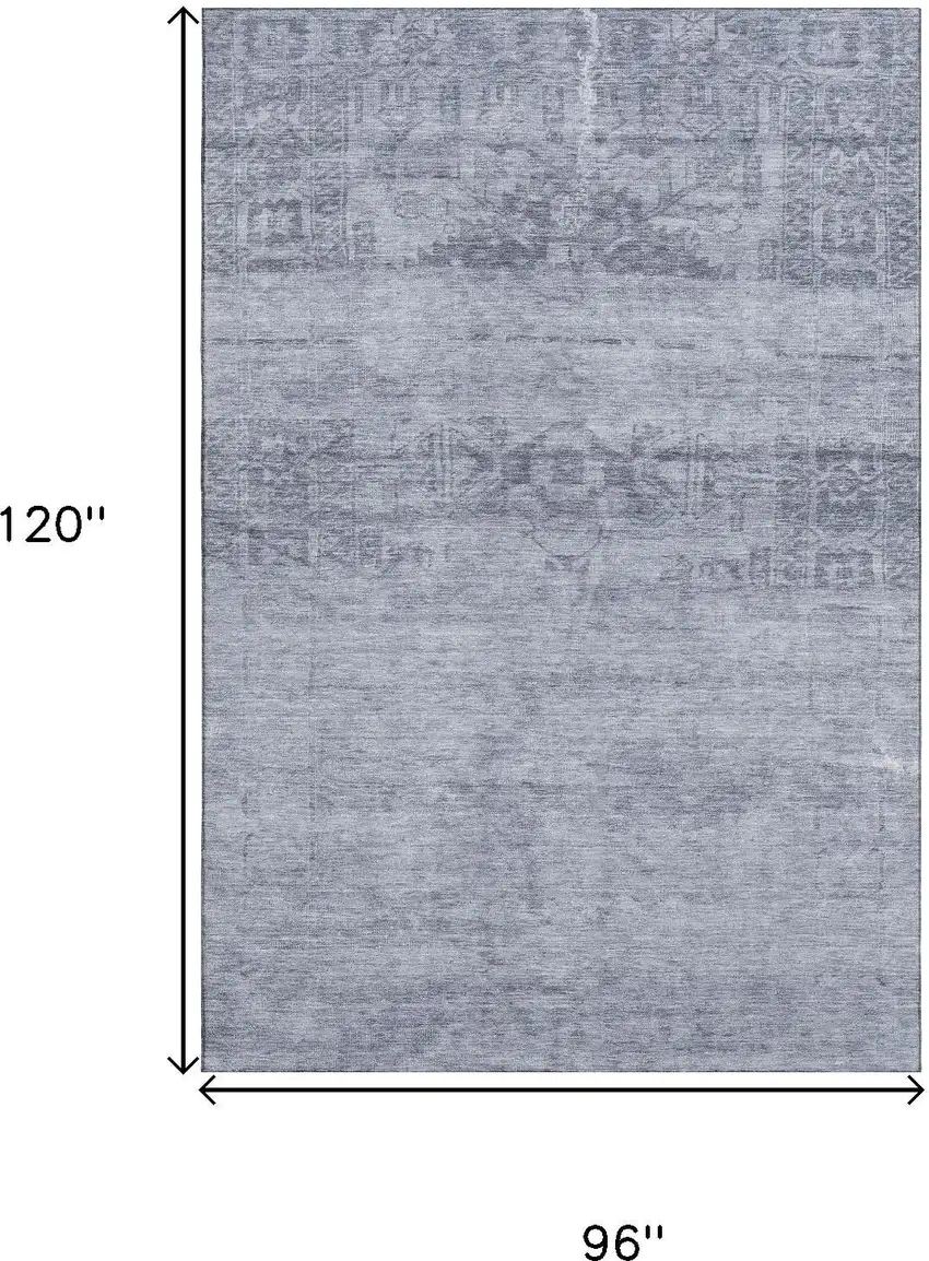 Denim Blue And Sky Blue Oriental Washable Area Rug With UV Protection Photo 9