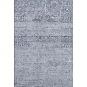 Photo of Denim Blue And Sky Blue Oriental Washable Area Rug With UV Protection