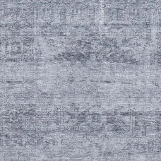 Denim Blue And Sky Blue Oriental Washable Area Rug With UV Protection Photo 2