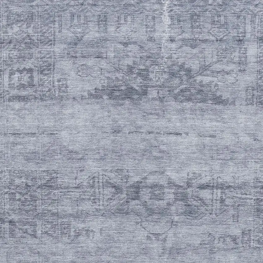 Denim Blue And Sky Blue Oriental Washable Area Rug With UV Protection Photo 2