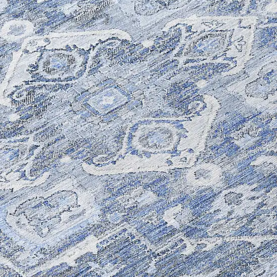 Denim Blue And Sky Blue Oriental Washable Indoor Outdoor Area Rug Photo 8