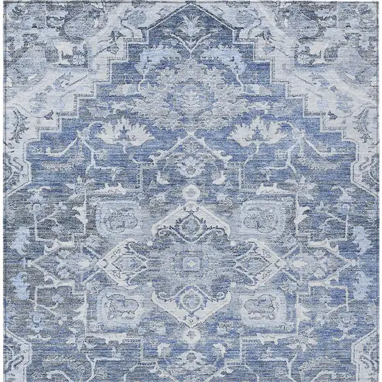 Denim Blue And Sky Blue Oriental Washable Indoor Outdoor Area Rug Photo 7