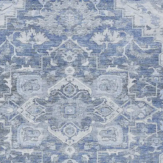 Denim Blue And Sky Blue Oriental Washable Indoor Outdoor Area Rug Photo 6