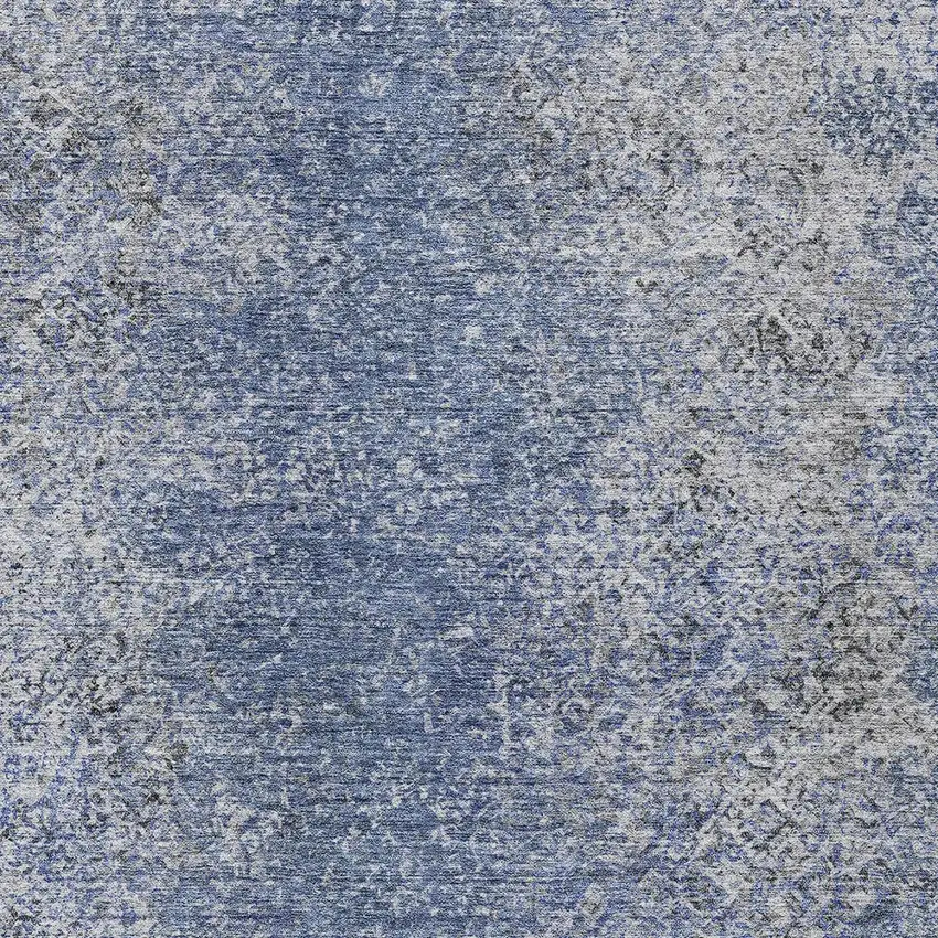Denim Blue And Sky Blue Oriental Washable Indoor Outdoor Area Rug Photo 6