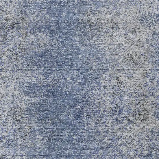 Denim Blue And Sky Blue Oriental Washable Indoor Outdoor Area Rug Photo 6