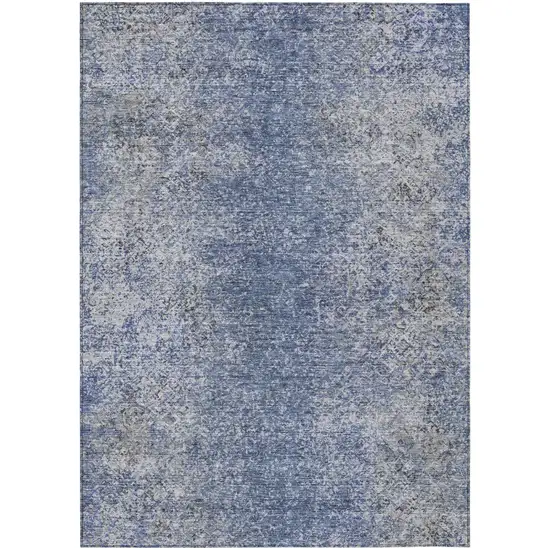 Denim Blue And Sky Blue Oriental Washable Indoor Outdoor Area Rug Photo 2