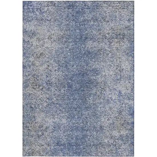 Denim Blue And Sky Blue Oriental Washable Indoor Outdoor Area Rug Photo 6
