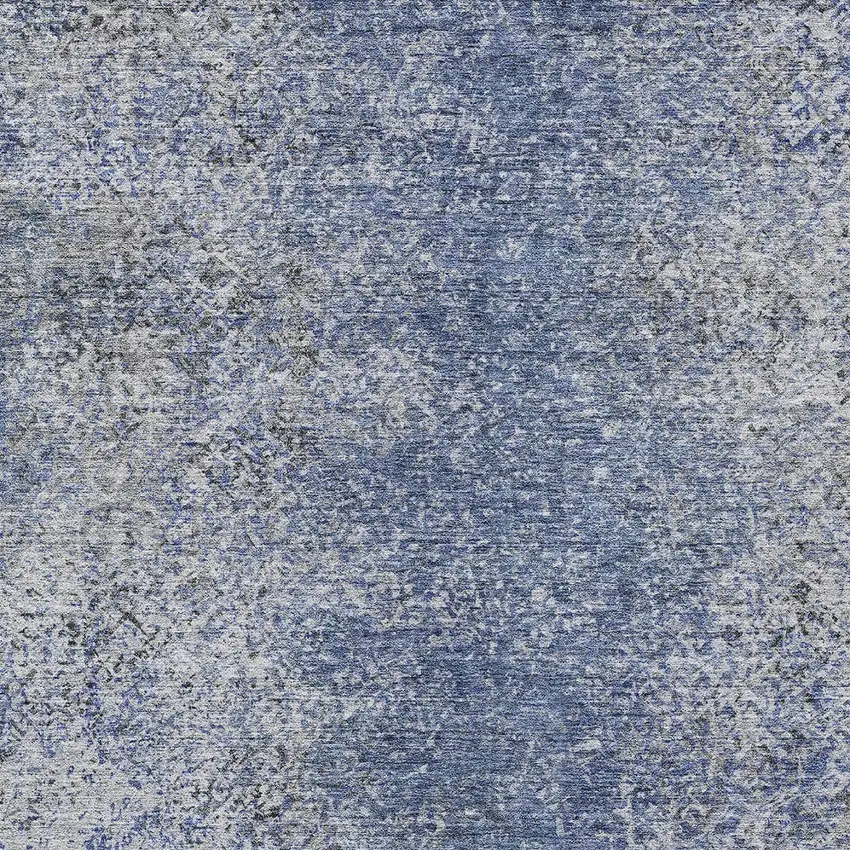 Denim Blue And Sky Blue Oriental Washable Indoor Outdoor Area Rug Photo 6