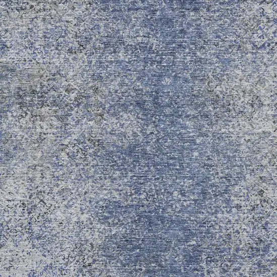 Denim Blue And Sky Blue Oriental Washable Indoor Outdoor Area Rug Photo 6