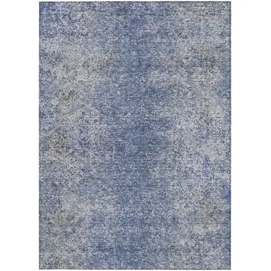 Denim Blue And Sky Blue Oriental Washable Indoor Outdoor Area Rug Photo 7