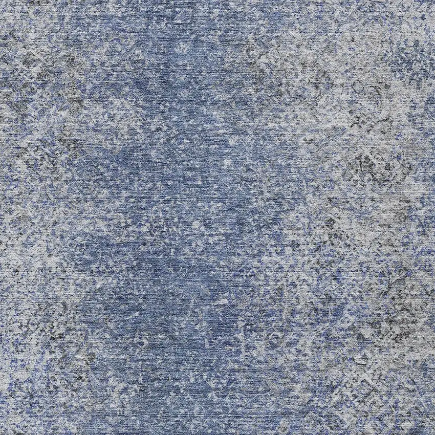 Denim Blue And Sky Blue Oriental Washable Indoor Outdoor Area Rug Photo 6