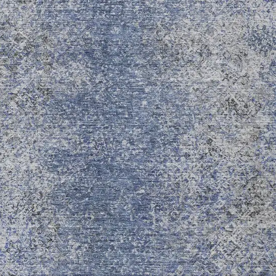 Denim Blue And Sky Blue Oriental Washable Indoor Outdoor Area Rug Photo 6