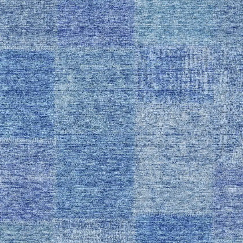 Denim Blue And Sky Blue Patchwork Washable Indoor Outdoor Area Rug Photo 4