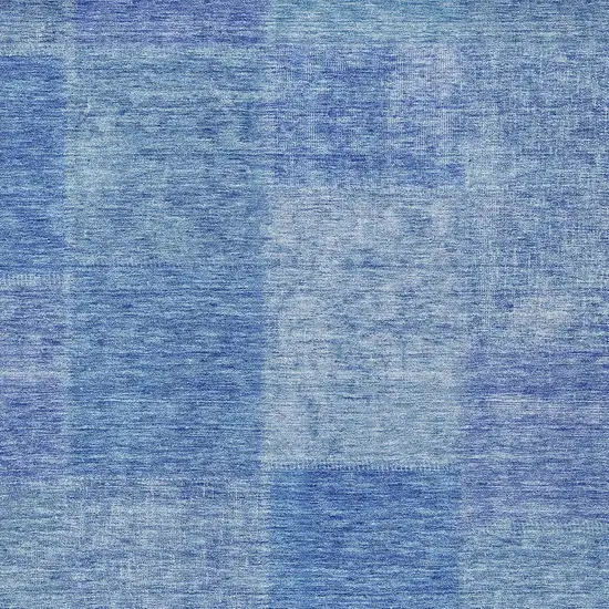Denim Blue And Sky Blue Patchwork Washable Indoor Outdoor Area Rug Photo 5