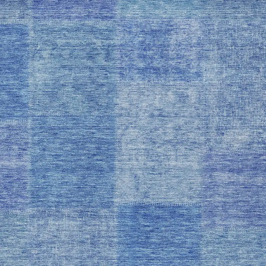 Denim Blue And Sky Blue Patchwork Washable Indoor Outdoor Area Rug Photo 5