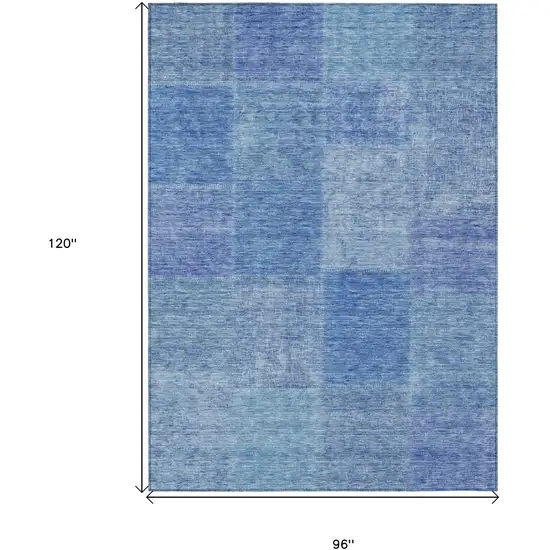Denim Blue And Sky Blue Patchwork Washable Indoor Outdoor Area Rug Photo 3