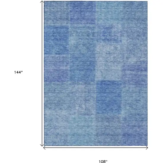 Denim Blue And Sky Blue Patchwork Washable Indoor Outdoor Area Rug Photo 3