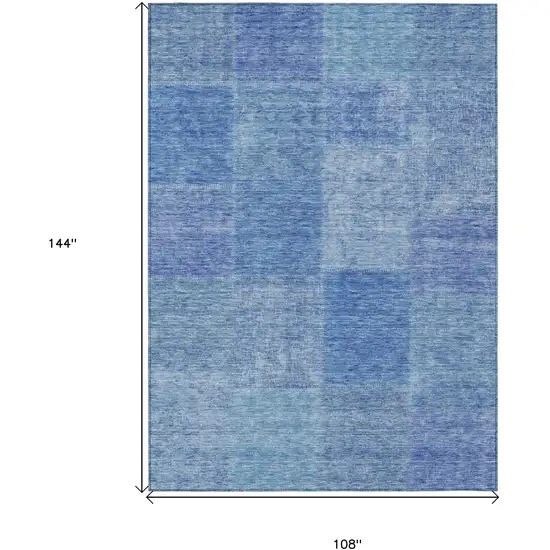 Denim Blue And Sky Blue Patchwork Washable Indoor Outdoor Area Rug Photo 3