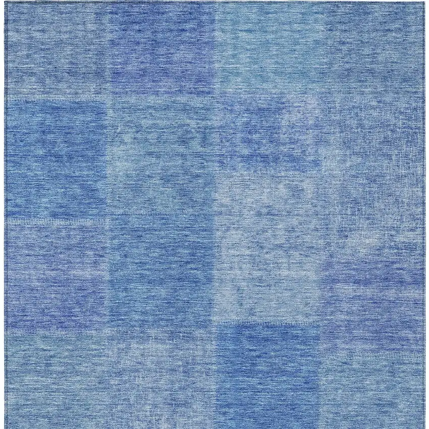 Denim Blue And Sky Blue Patchwork Washable Indoor Outdoor Area Rug Photo 6