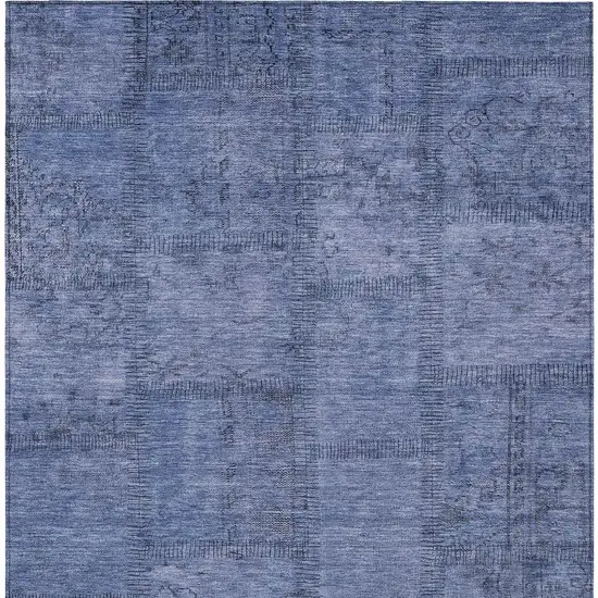 Denim Blue And Sky Blue Patchwork Washable Indoor Outdoor Area Rug Photo 5