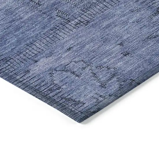 Denim Blue And Sky Blue Patchwork Washable Indoor Outdoor Area Rug Photo 4