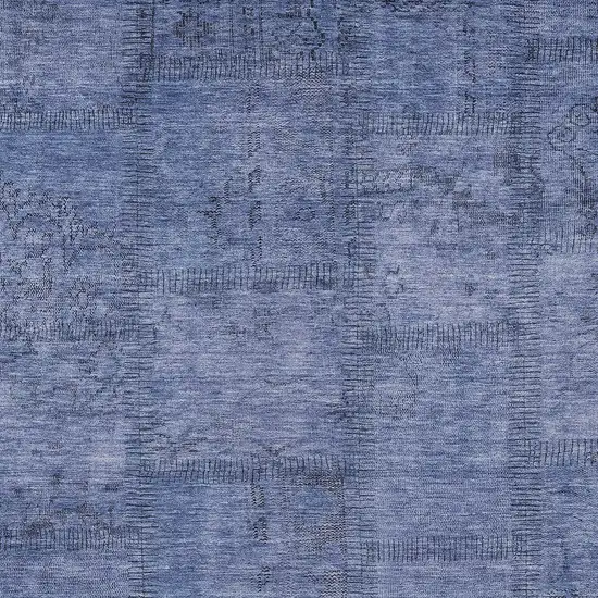 Denim Blue And Sky Blue Patchwork Washable Indoor Outdoor Area Rug Photo 5
