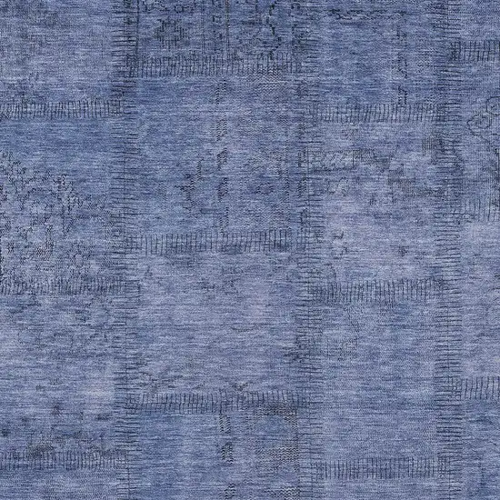Denim Blue And Sky Blue Patchwork Washable Indoor Outdoor Area Rug Photo 4