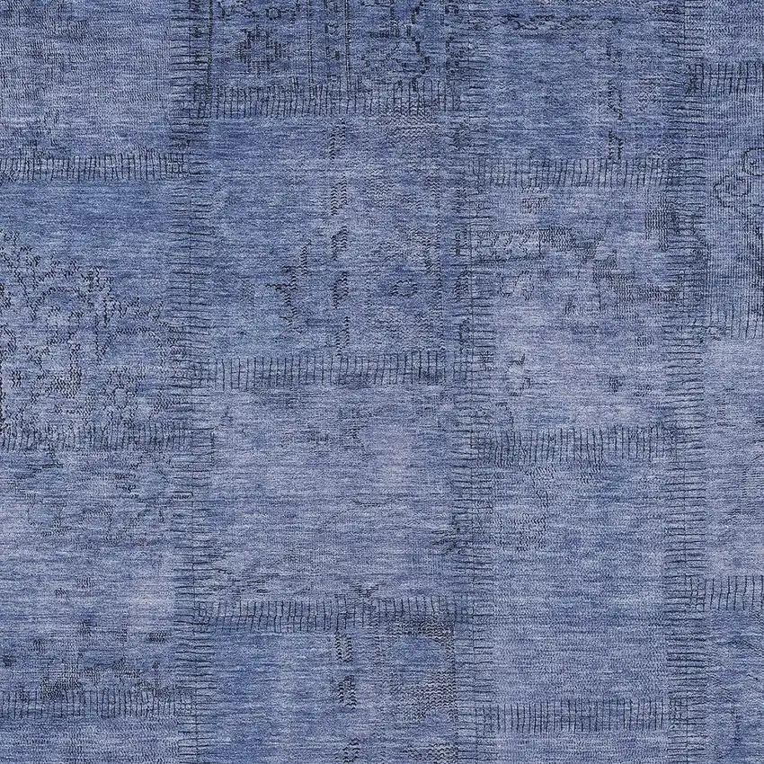 Denim Blue And Sky Blue Patchwork Washable Indoor Outdoor Area Rug Photo 4