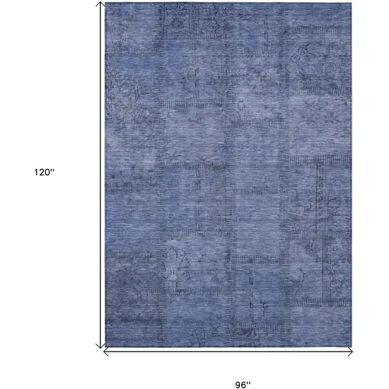 Denim Blue And Sky Blue Patchwork Washable Indoor Outdoor Area Rug Photo 6