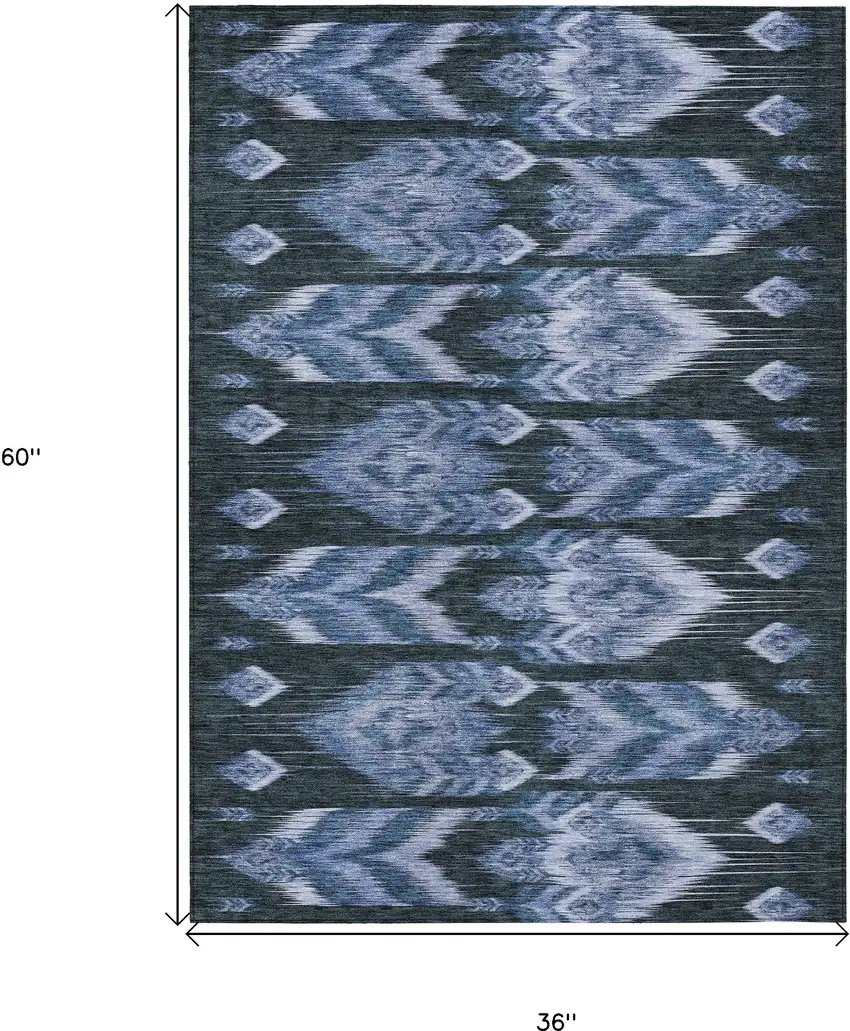 Denim Blue And Sky Blue Southwestern Washable Indoor Outdoor Area Rug Photo 3