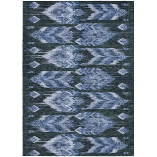 Denim Blue And Sky Blue Southwestern Washable Indoor Outdoor Area Rug Photo 7