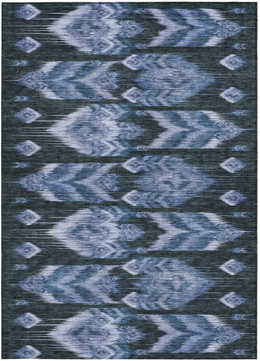 Denim Blue And Sky Blue Southwestern Washable Indoor Outdoor Area Rug Photo 7