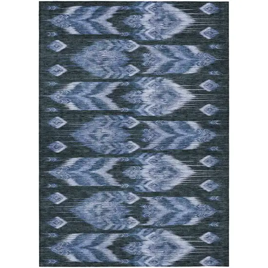 Denim Blue And Sky Blue Southwestern Washable Indoor Outdoor Area Rug Photo 2