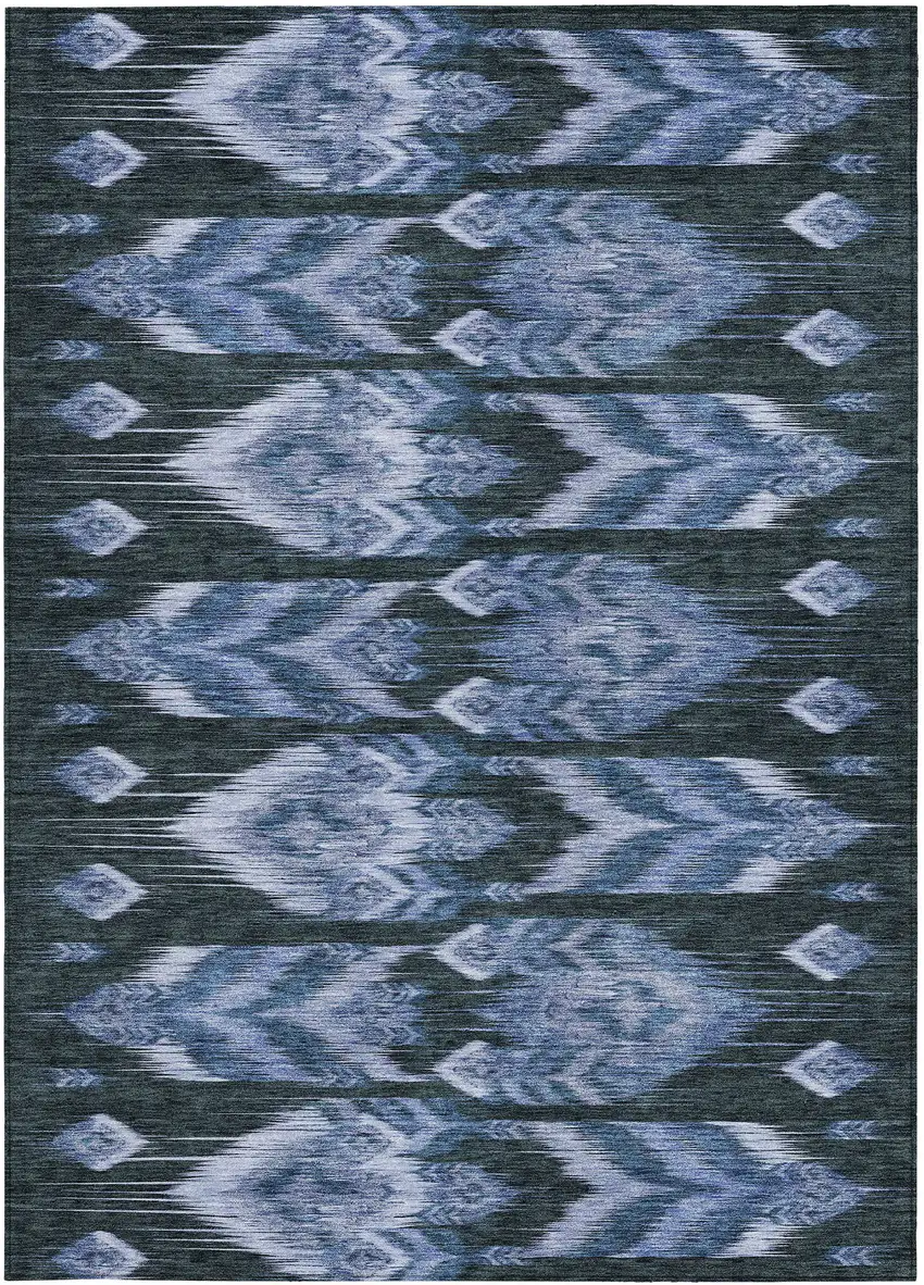 Denim Blue And Sky Blue Southwestern Washable Indoor Outdoor Area Rug Photo 7