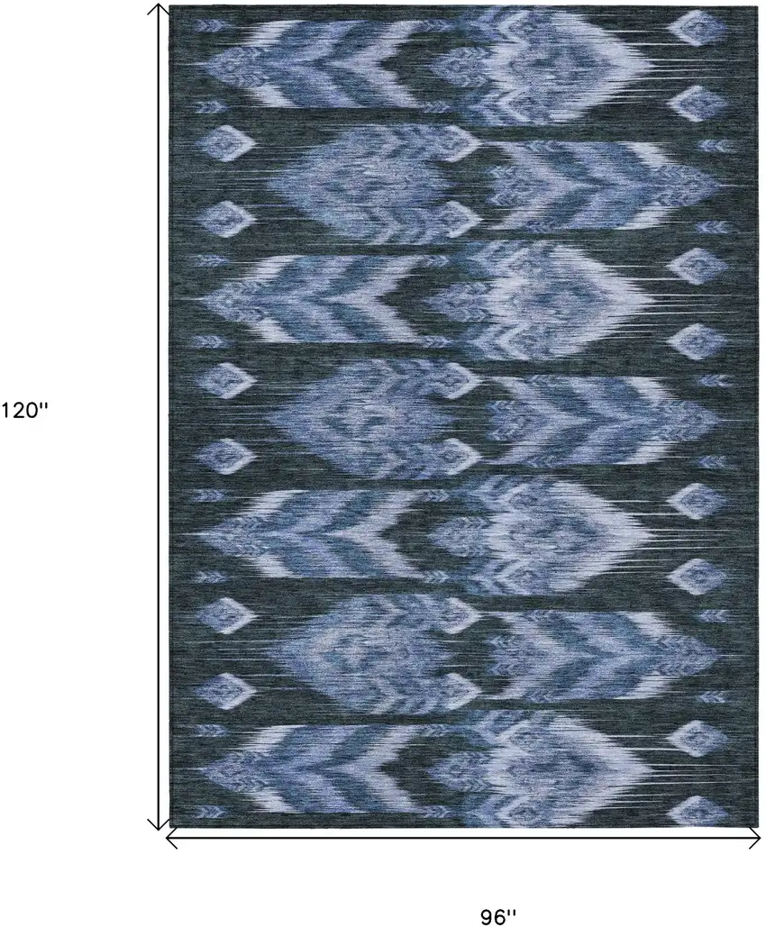 Denim Blue And Sky Blue Southwestern Washable Indoor Outdoor Area Rug Photo 3