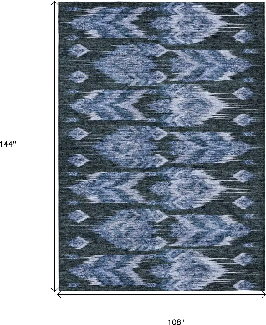 Denim Blue And Sky Blue Southwestern Washable Indoor Outdoor Area Rug Photo 3