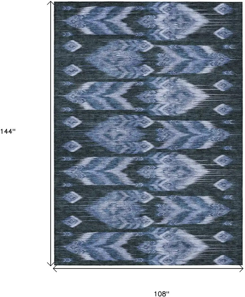Denim Blue And Sky Blue Southwestern Washable Indoor Outdoor Area Rug Photo 3
