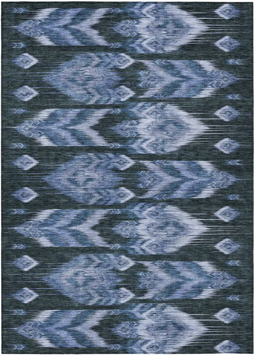 Denim Blue And Sky Blue Southwestern Washable Indoor Outdoor Area Rug Photo 2